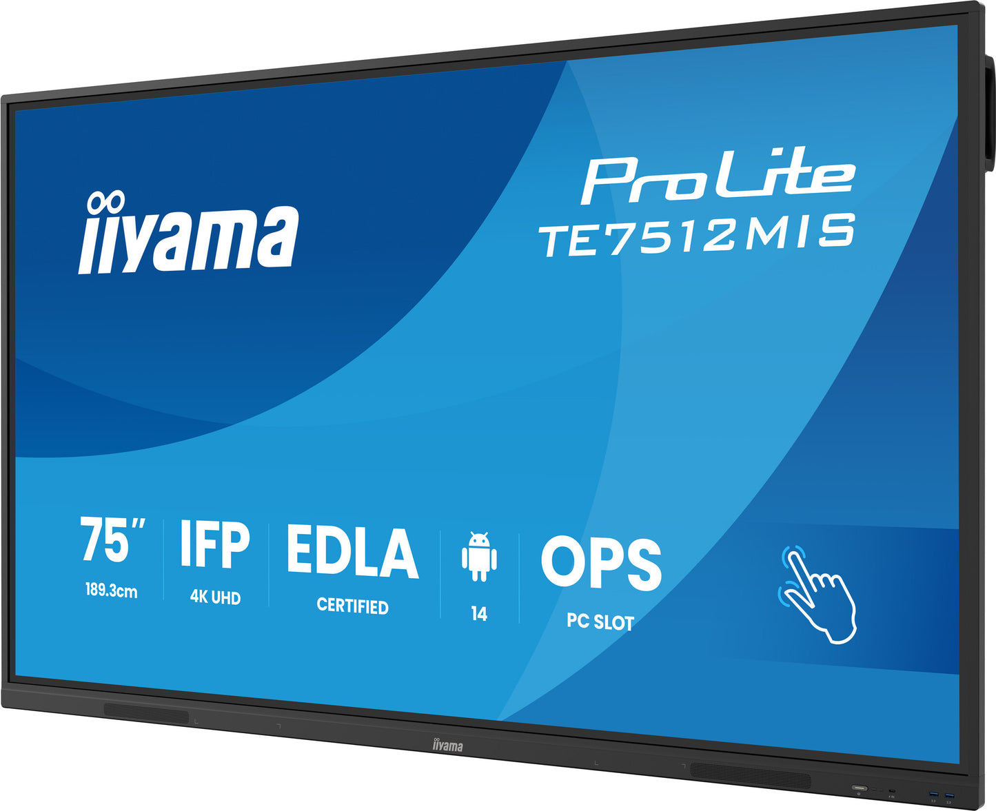 iiyama TE7512MIS-B4AG Signage Display Interactive flat panel 190.5 cm (75") LCD Wi-Fi 400 cd/m² 4K Ultra HD Black Touchscreen Built-in processor Android 24/7