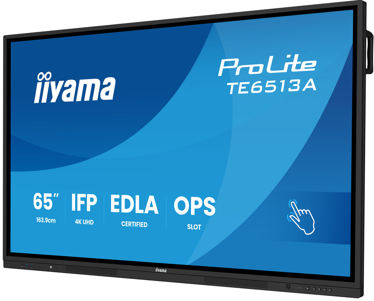 iiyama TE6513A-B3AG Signage Display Interactive flat panel 163.8 cm (64.5") LCD Wi-Fi 500 cd/m² 4K Ultra HD Black Touchscreen Built-in processor Android 24/7