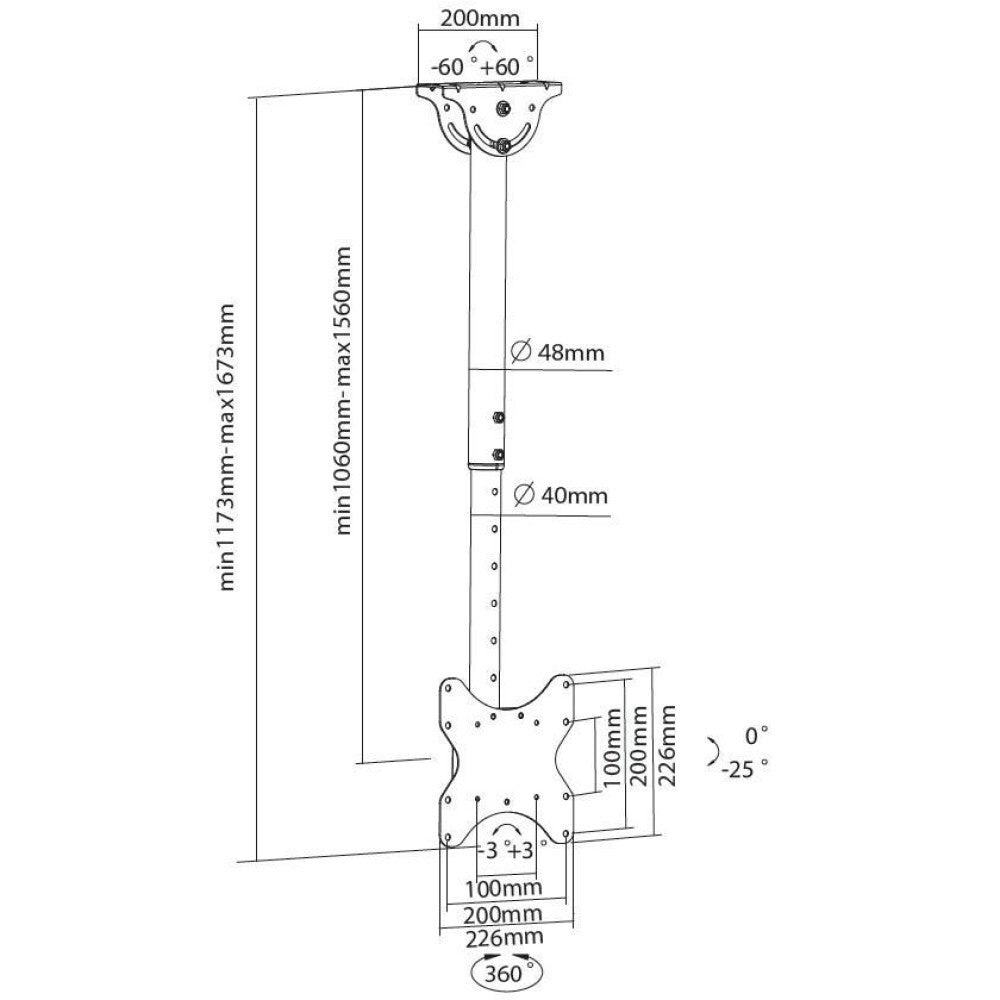 Ceiling mount for 23"-43" VESA200