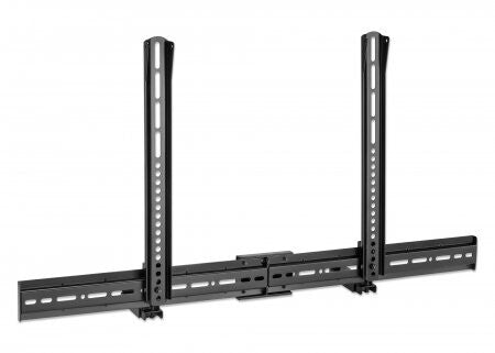 Manhattan Soundbar Mount Universal, Wall Mount or VESA Mount, Compatible with Soundbars up to 15kg, Depth-Adjustable, Mounts Above or Below TV, Black