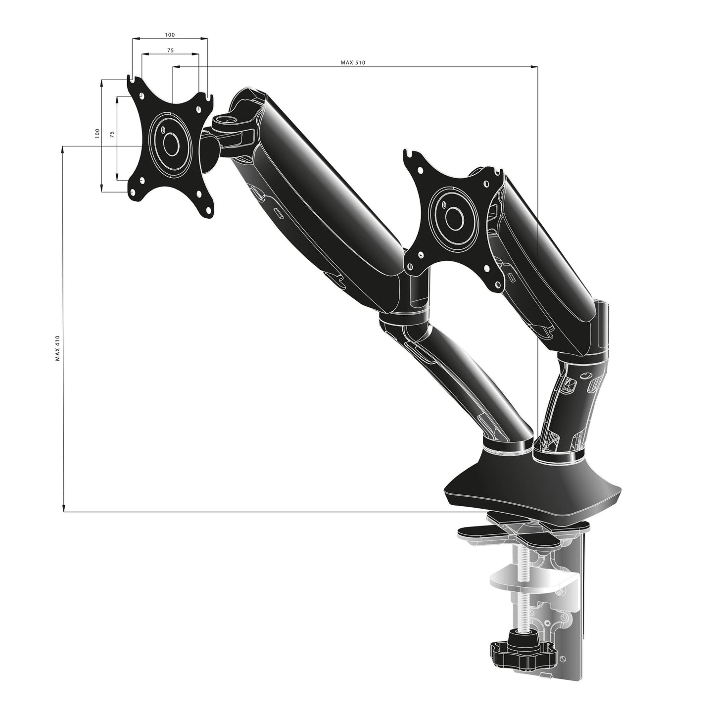 iiyama DS3002C-B1 monitor mount / stand 68.6 cm (27") Desk Black