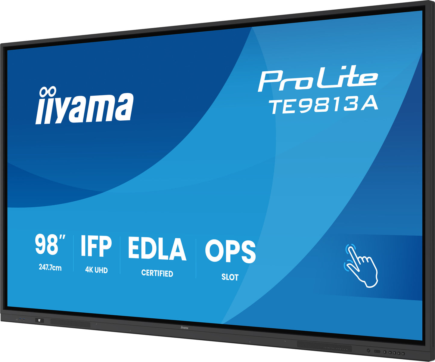 iiyama TE9813A-B1AG Signage Display Interactive flat panel 2.48 m (97.5") Wi-Fi 450 cd/m² 4K Ultra HD Black Touchscreen Built-in processor Android 18/7