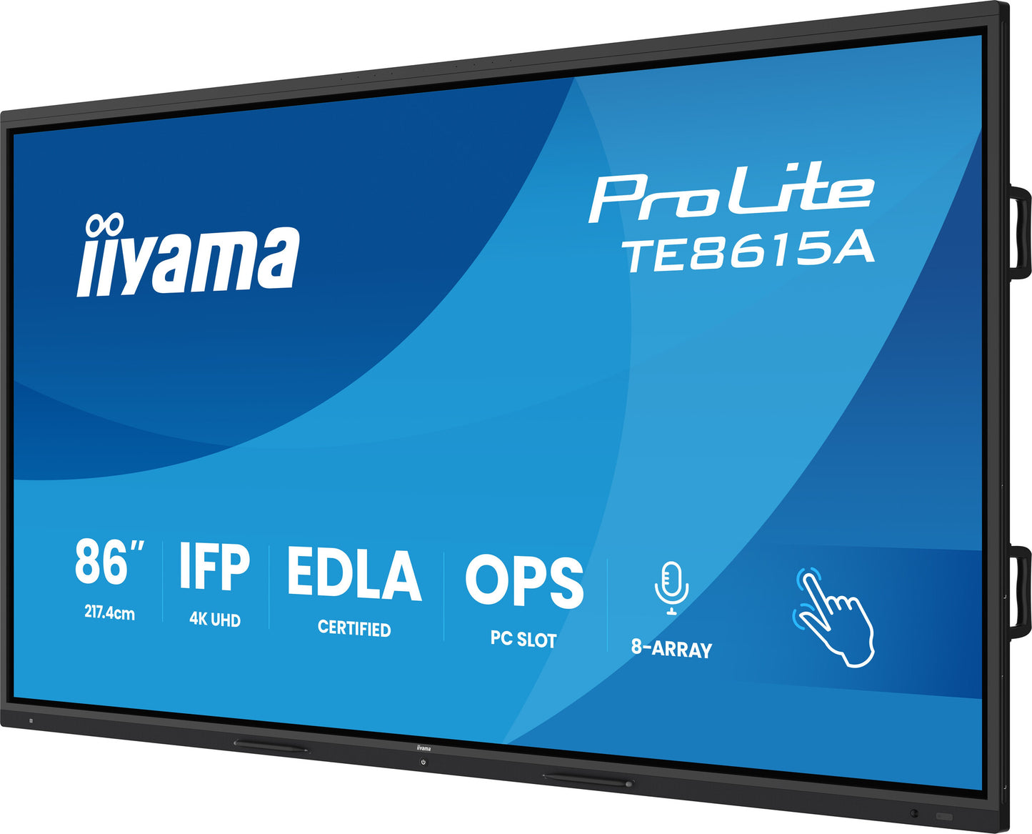iiyama TE8615A-B2AG Signage Display Kiosk design 2.17 m (85.6") Wi-Fi 550 cd/m² 4K Ultra HD Black Touchscreen Built-in processor Android 24/7