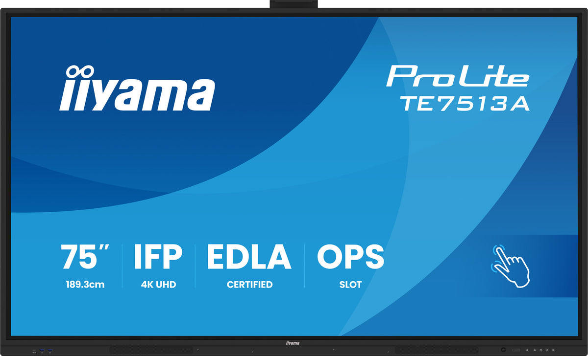 iiyama TE7513A-B3AG Signage Display Interactive flat panel 190.5 cm (75") LCD Wi-Fi 500 cd/m² 4K Ultra HD Black Touchscreen Built-in processor Android 24/7
