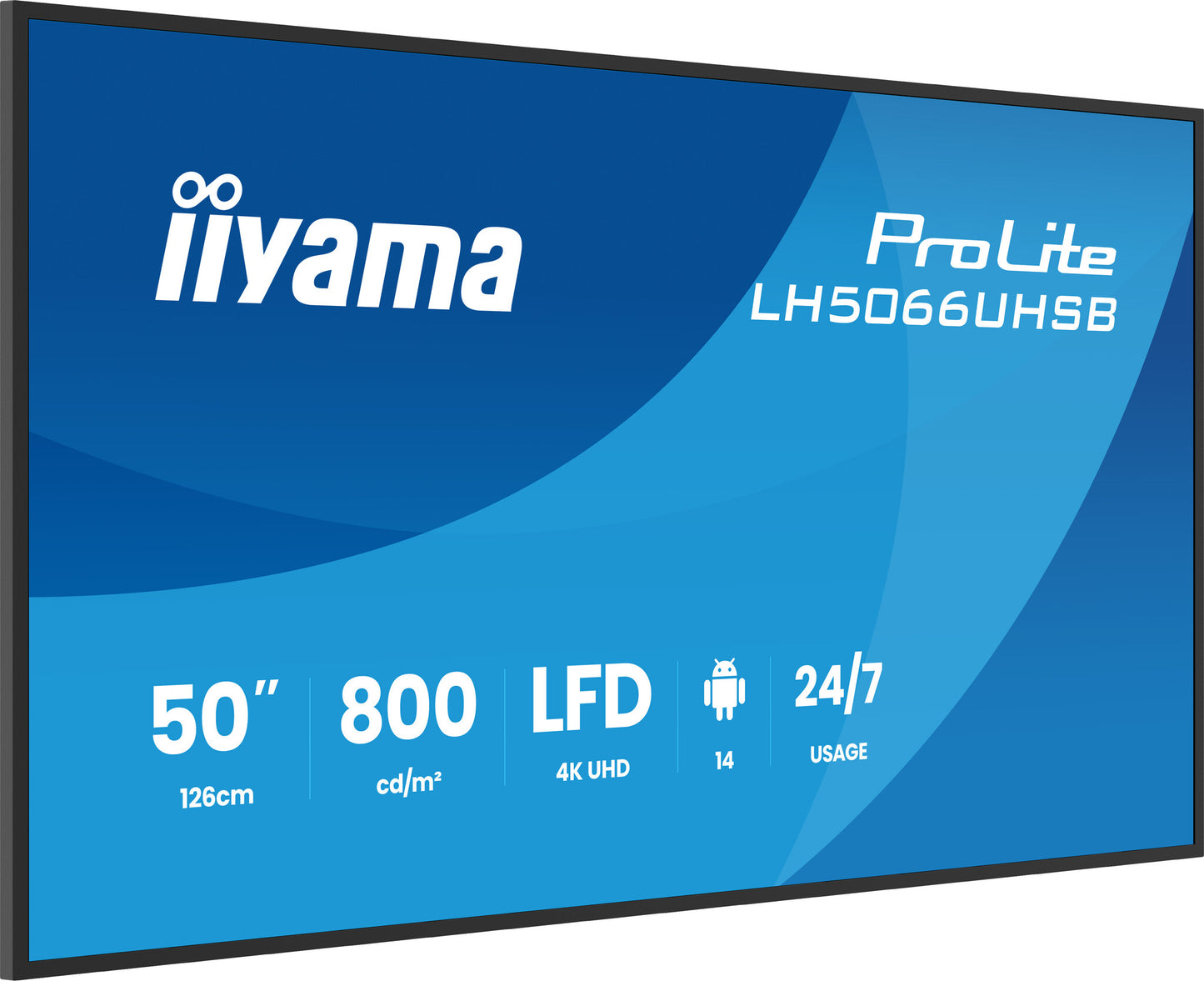 iiyama LH5066UHSB-B1AG Signage Display Digital signage flat panel 127 cm (50") LCD Wi-Fi 800 cd/m² 4K Ultra HD Black Built-in processor Android 24/7