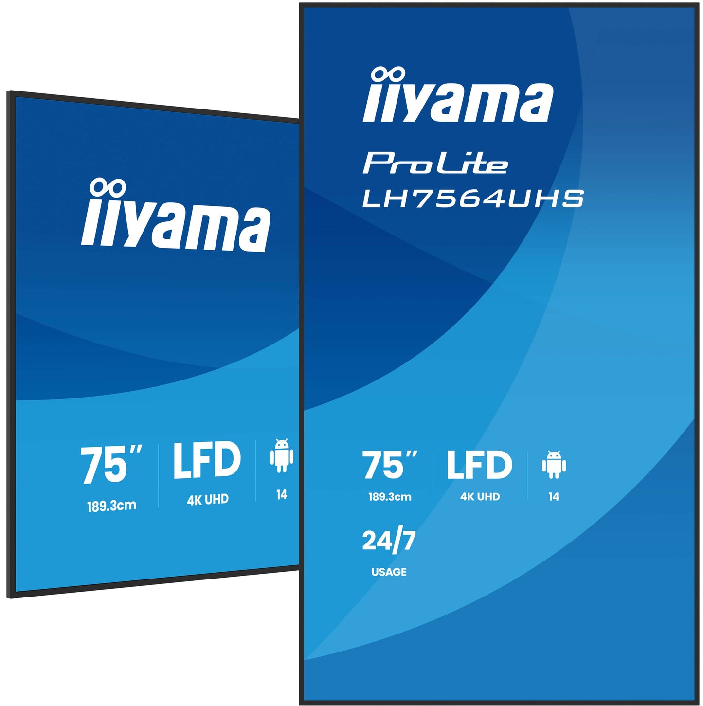 iiyama LH7564UHS-B1AG Signage Display Digital signage flat panel 190.5 cm (75") Wi-Fi 500 cd/m² 4K Ultra HD Black Built-in processor Android 24/7