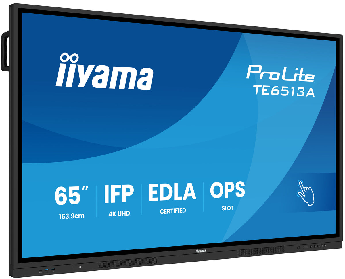 iiyama TE6513A-B3AG Signage Display Interactive flat panel 163.8 cm (64.5") LCD Wi-Fi 500 cd/m² 4K Ultra HD Black Touchscreen Built-in processor Android 24/7