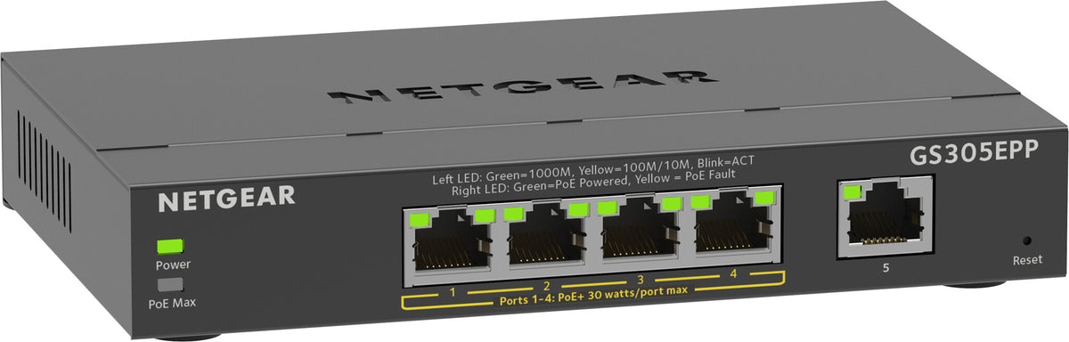NETGEAR GS305EPP Managed L2/L3 Gigabit Ethernet (10/100/1000) Power over Ethernet (PoE) Black
