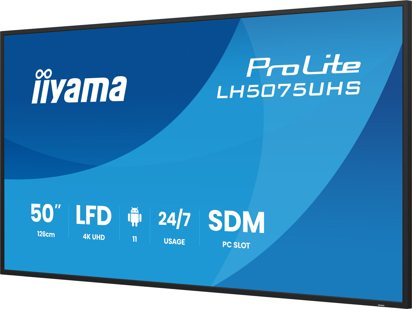 iiyama LH5075UHS-B2AG Signage Display Digital signage flat panel 125.7 cm (49.5") LCD Wi-Fi 500 cd/m² 4K Ultra HD Black Built-in processor Android 11 24/7