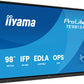 iiyama TE9813A-B2AG Signage Display Kiosk design 2.48 m (97.5") Wi-Fi 500 cd/m² 4K Ultra HD Black Touchscreen Built-in processor Android 24/7
