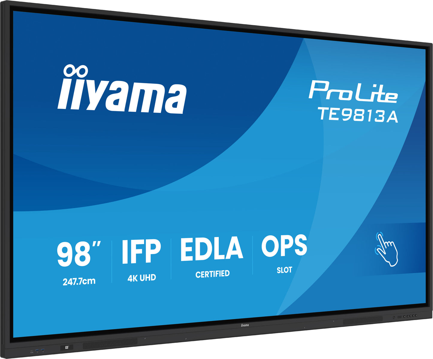 iiyama TE9813A-B1AG Signage Display Interactive flat panel 2.48 m (97.5") Wi-Fi 450 cd/m² 4K Ultra HD Black Touchscreen Built-in processor Android 18/7