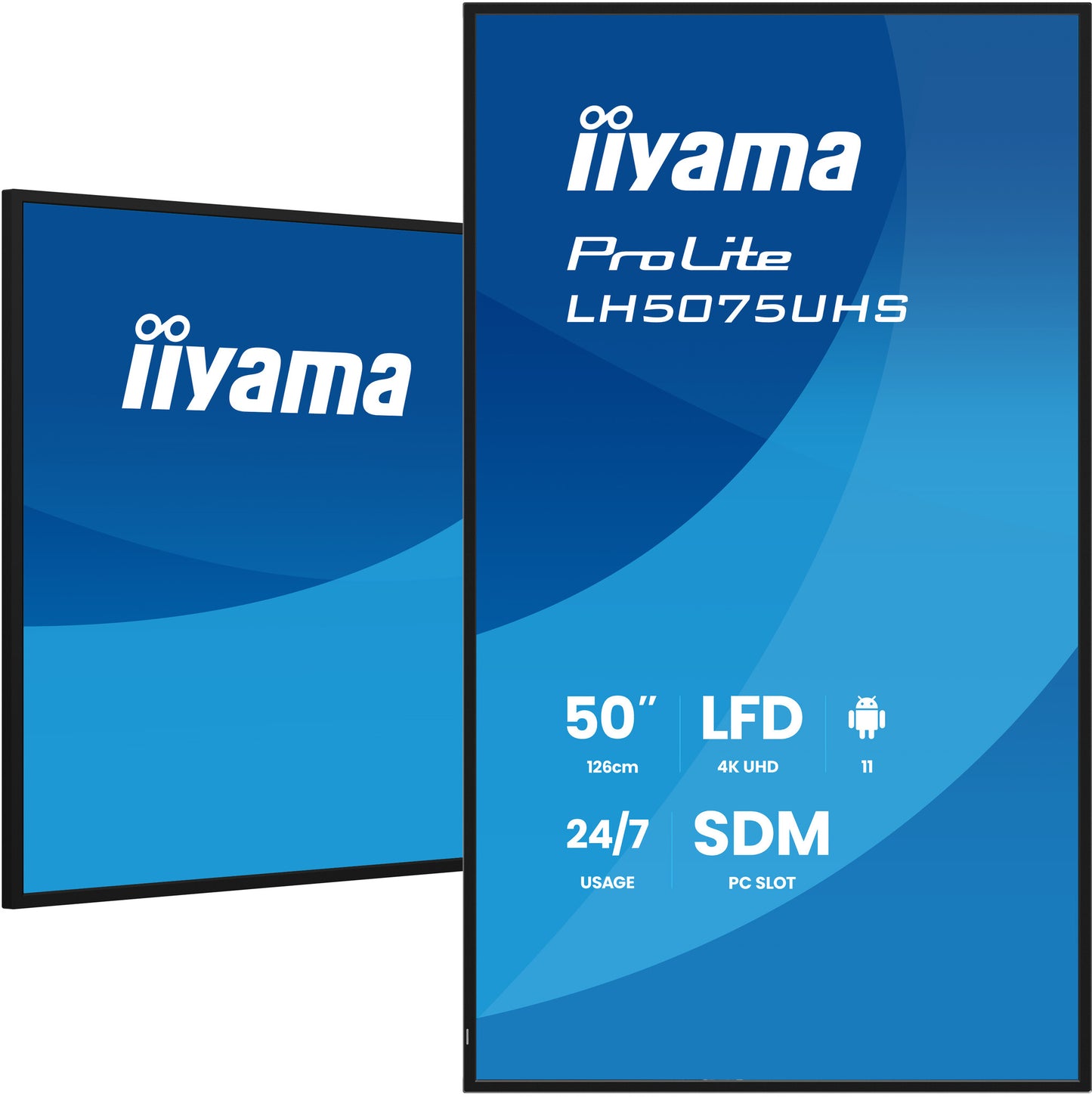 iiyama LH5075UHS-B2AG Signage Display Digital signage flat panel 125.7 cm (49.5") LCD Wi-Fi 500 cd/m² 4K Ultra HD Black Built-in processor Android 11 24/7