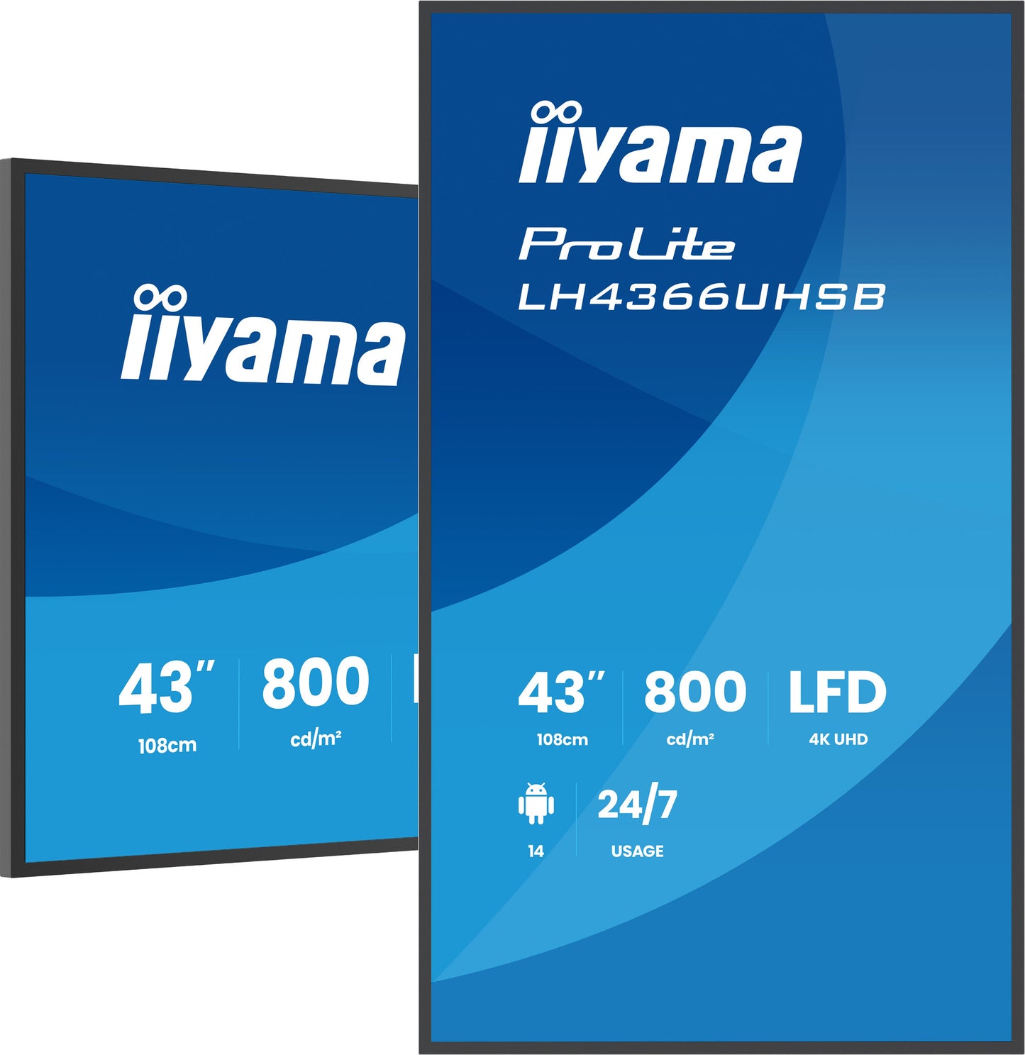 iiyama LH4366UHSB-B1AG Signage Display Digital signage flat panel 109.2 cm (43") LCD Wi-Fi 800 cd/m² 4K Ultra HD Black Built-in processor Android 24/7
