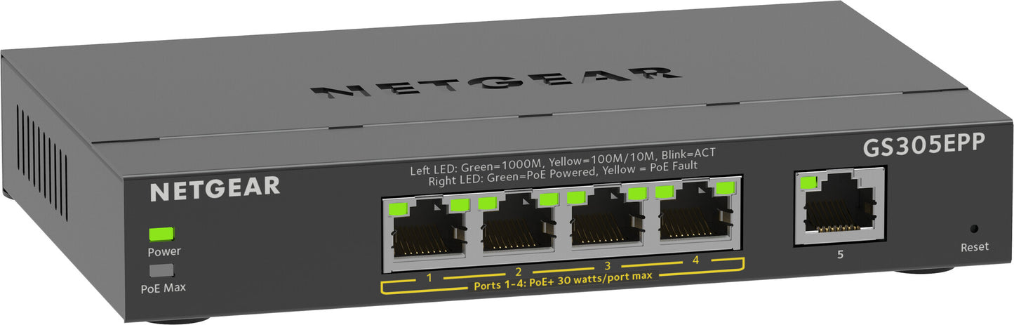 NETGEAR GS305EPP Managed L2/L3 Gigabit Ethernet (10/100/1000) Power over Ethernet (PoE) Black