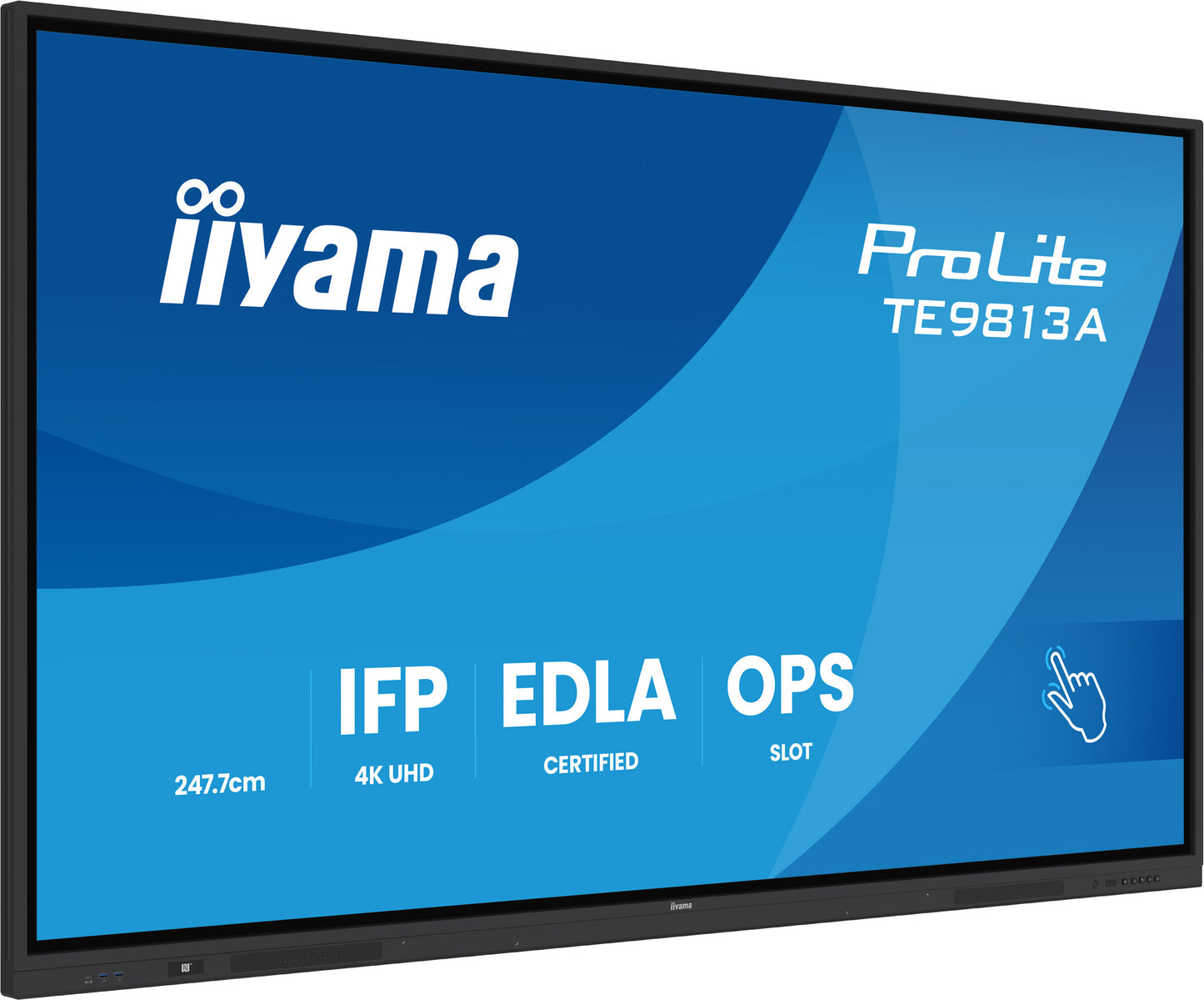 iiyama TE9813A-B1AG Signage Display Interactive flat panel 2.48 m (97.5") Wi-Fi 450 cd/m² 4K Ultra HD Black Touchscreen Built-in processor Android 18/7