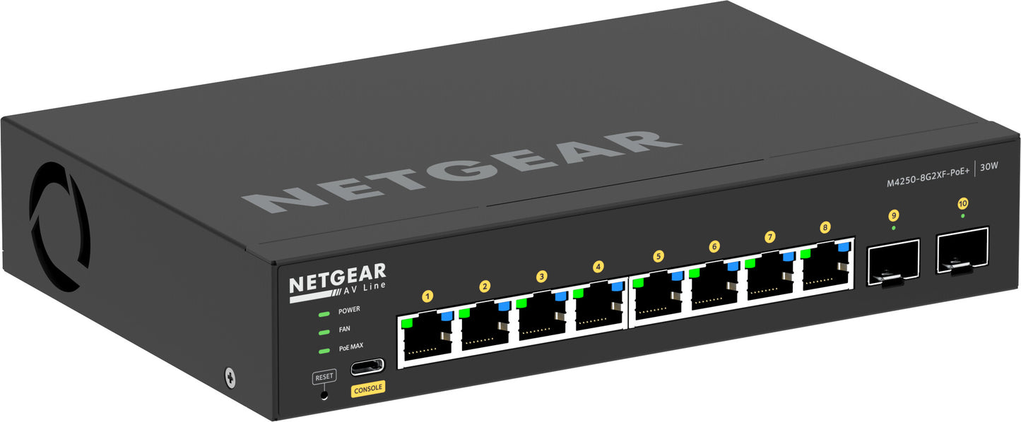 Netgear 10PT M4250-8G2XF-POE+ MANAGED SWCH