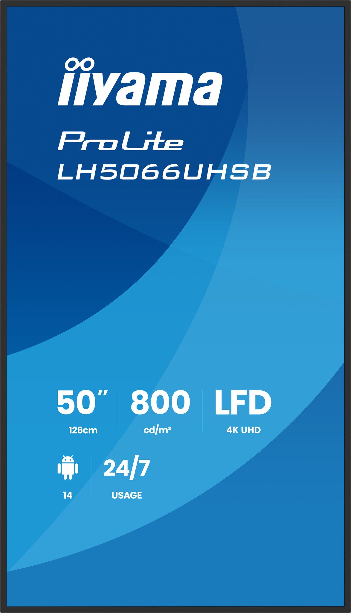iiyama LH5066UHSB-B1AG Signage Display Digital signage flat panel 127 cm (50") LCD Wi-Fi 800 cd/m² 4K Ultra HD Black Built-in processor Android 24/7