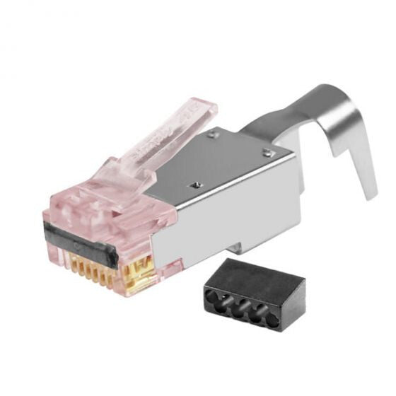 PROSeries Pass Through Shielded Red Tint, Hi/Lo Stagger - Cat6/6a STP with Cap45™ & Bar45 - 50pc Jar