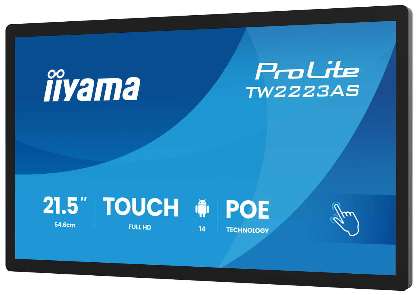 iiyama TW2223AS-B3P Signage Display Interactive flat panel 54.6 cm (21.5") Wi-Fi 450 cd/m² Full HD Black Touchscreen Built-in processor Android 24/7