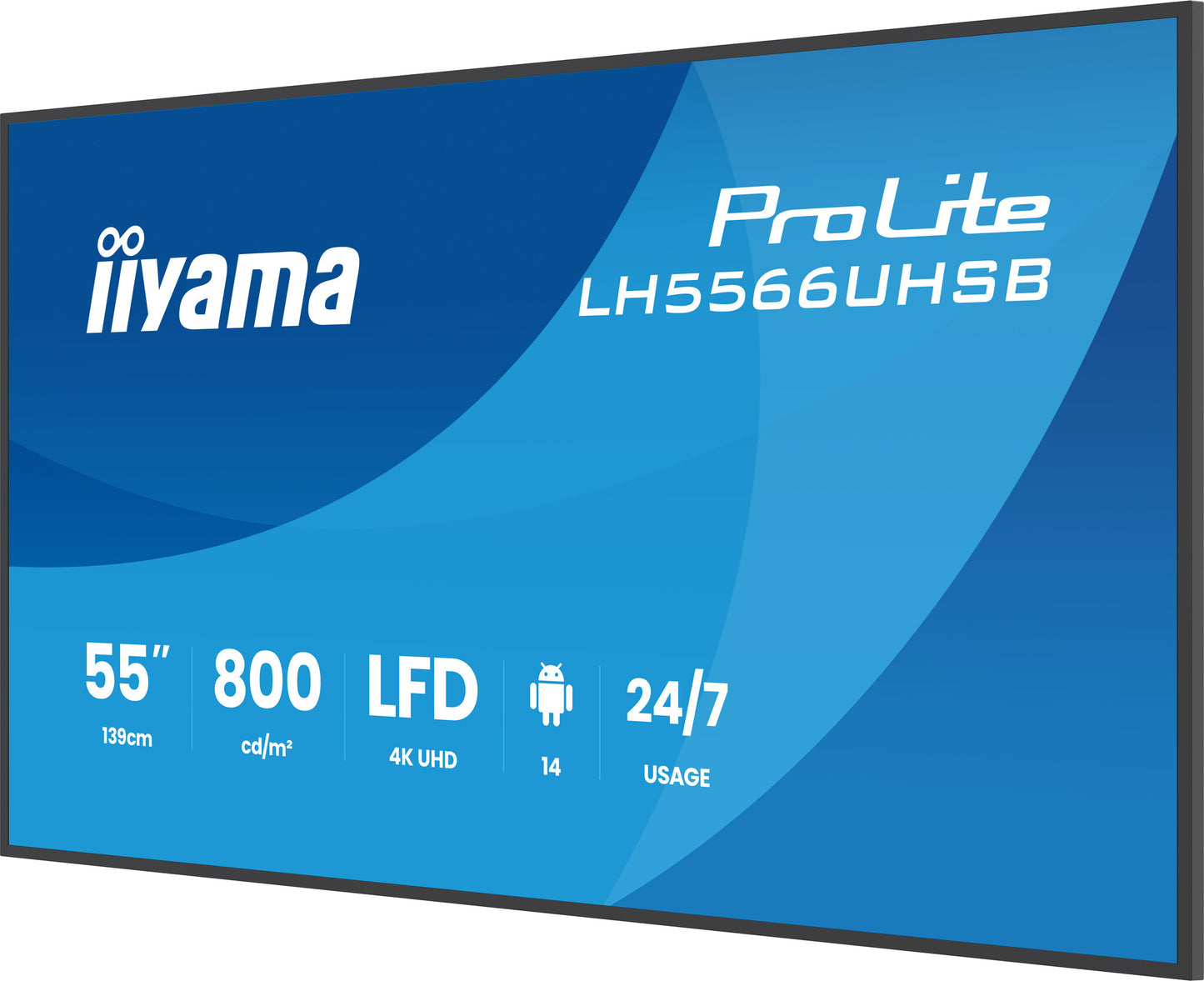 iiyama LH5566UHSB-B1AG Signage Display Digital signage flat panel 139.7 cm (55") LCD Wi-Fi 800 cd/m² 4K Ultra HD Black Built-in processor Android 24/7
