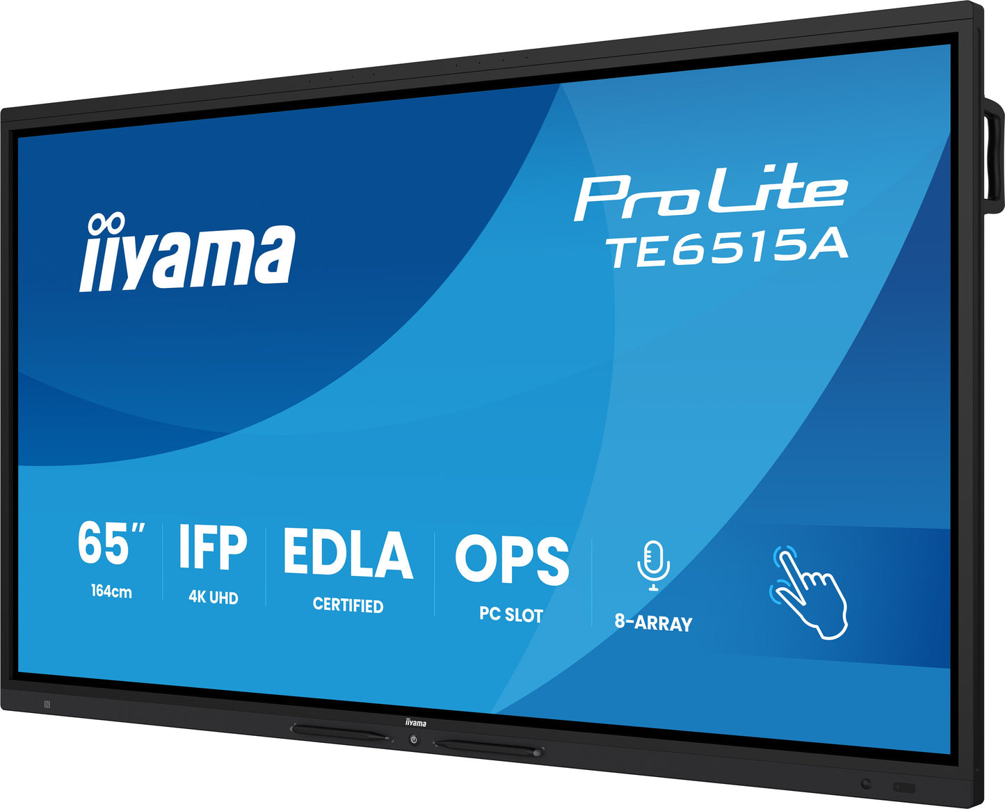 iiyama TE6515A-B2AG Signage Display Kiosk design 163.8 cm (64.5") Wi-Fi 550 cd/m² 4K Ultra HD Black Touchscreen Built-in processor Android 24/7