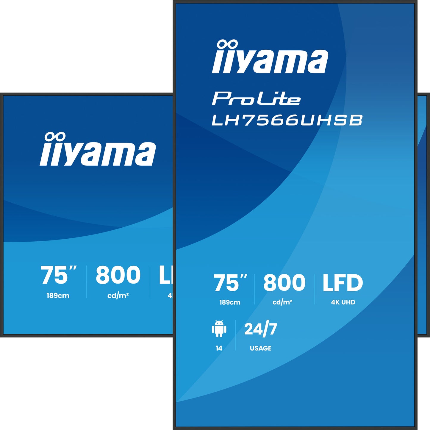 iiyama LH7566UHSB-B1AG Signage Display Digital signage flat panel 190.5 cm (75") LCD Wi-Fi 800 cd/m² 4K Ultra HD Black Built-in processor Android 24/7