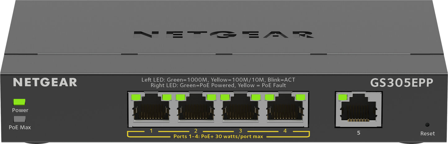 NETGEAR GS305EPP Managed L2/L3 Gigabit Ethernet (10/100/1000) Power over Ethernet (PoE) Black
