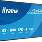 iiyama LH4366UHSB-B1AG Signage Display Digital signage flat panel 109.2 cm (43") LCD Wi-Fi 800 cd/m² 4K Ultra HD Black Built-in processor Android 24/7