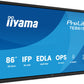 iiyama TE8615A-B2AG Signage Display Kiosk design 2.17 m (85.6") Wi-Fi 550 cd/m² 4K Ultra HD Black Touchscreen Built-in processor Android 24/7