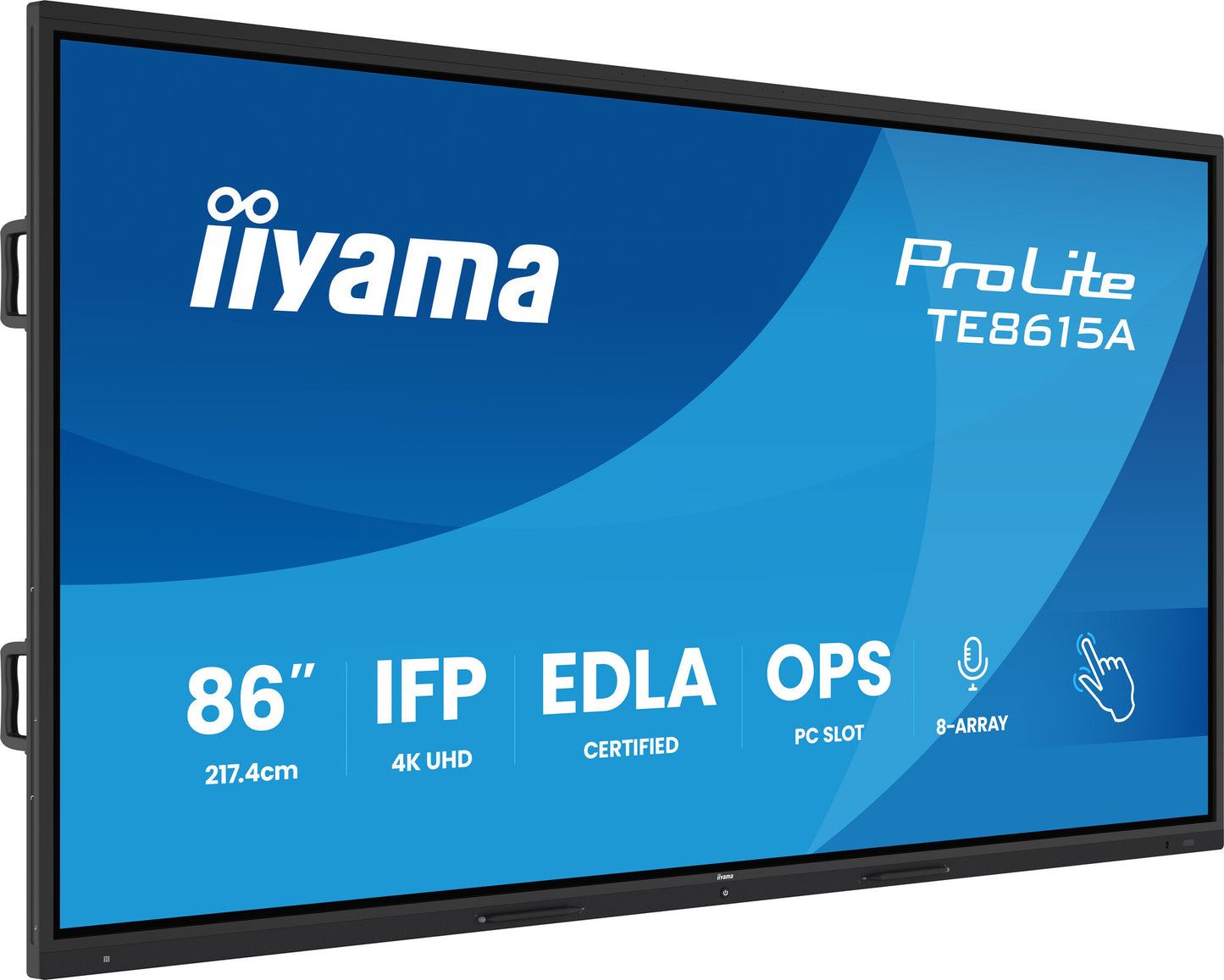 iiyama TE8615A-B2AG Signage Display Kiosk design 2.17 m (85.6") Wi-Fi 550 cd/m² 4K Ultra HD Black Touchscreen Built-in processor Android 24/7