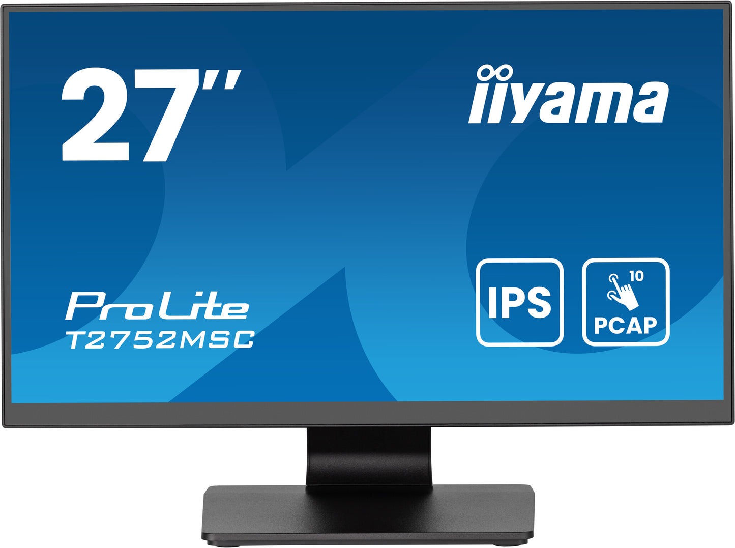 iiyama ProLite 27” Optical Bonded PCAP 10pt touchscreen monitor with IPS panel technology, edge-to-edge glass design and Anti-Glare coating