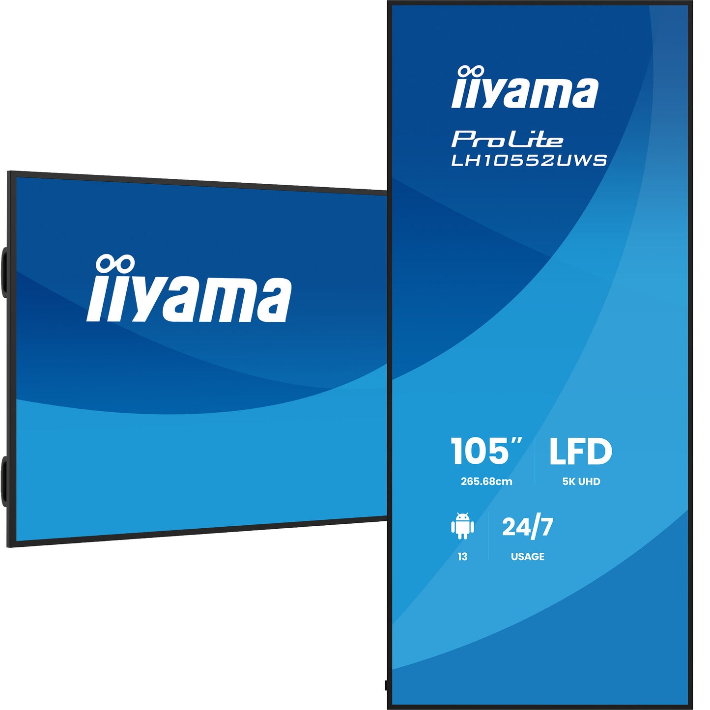 iiyama LH10552UWS-B1AG Signage Display Kiosk design 2.66 m (104.6") LCD Wi-Fi 500 cd/m² UltraWide 5K HD Black Built-in processor Android 24/7