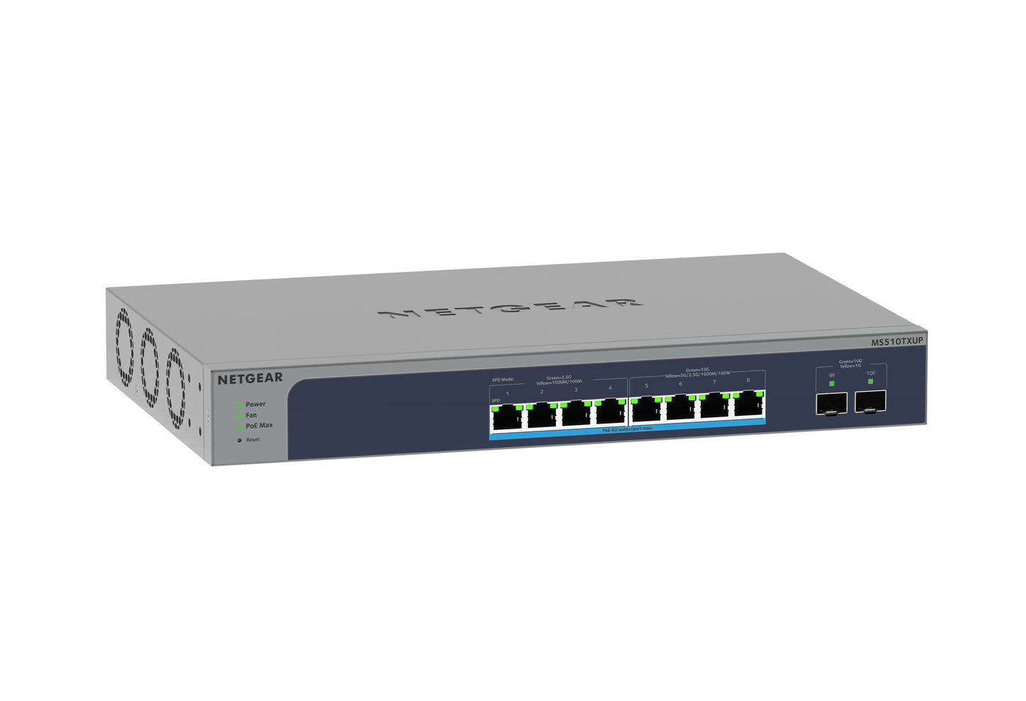 Netgear 8-Port Multi-Gigabit/10g Ethernet Ultra60 PoE++ Smart Managed Pro Switch with 2 SFP+ Ports (MS510TXUP)