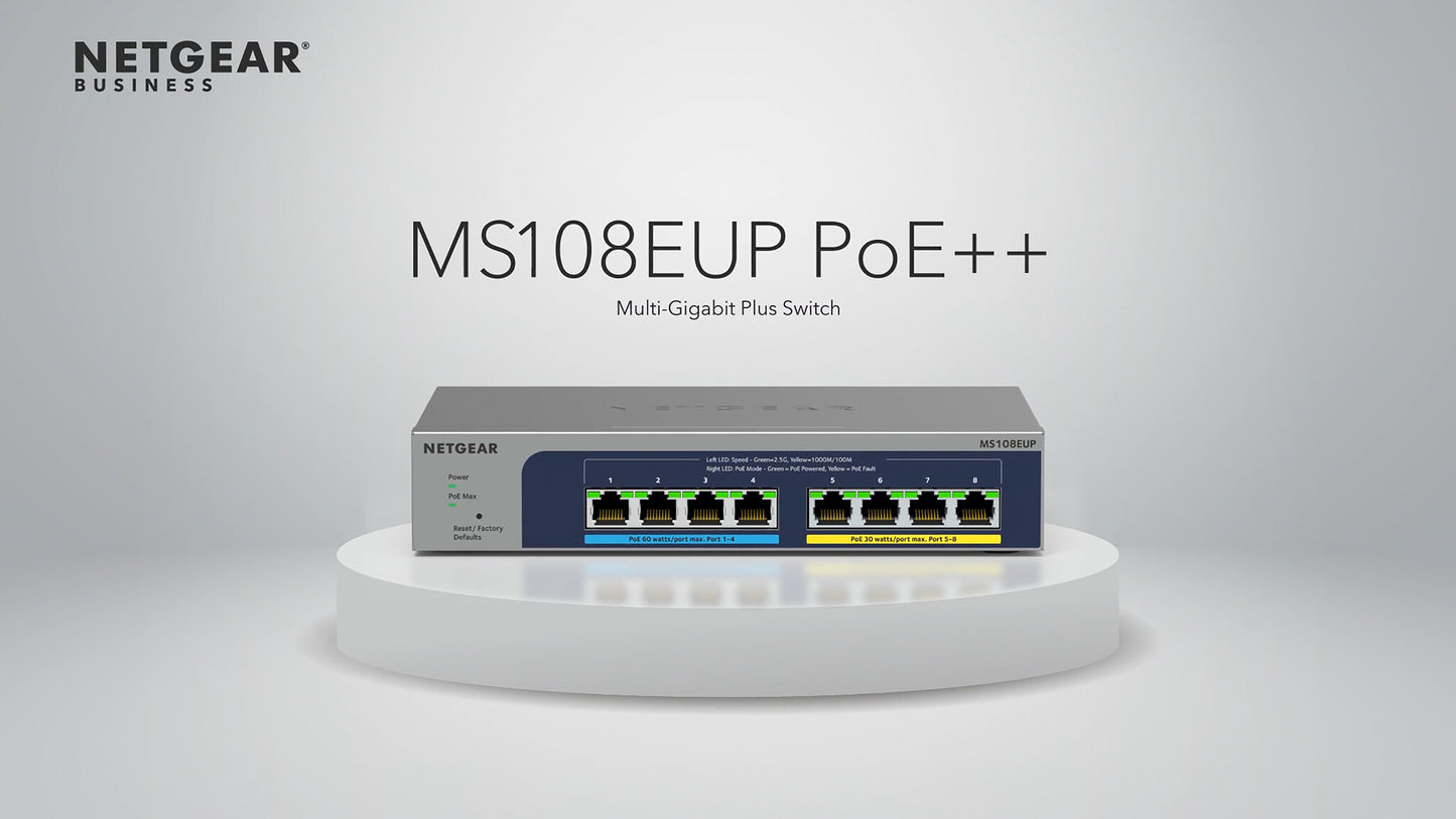 NETGEAR MS108EUP Managed L2/L3 2.5G Ethernet (100/1000/2500) Power over Ethernet (PoE) Grey