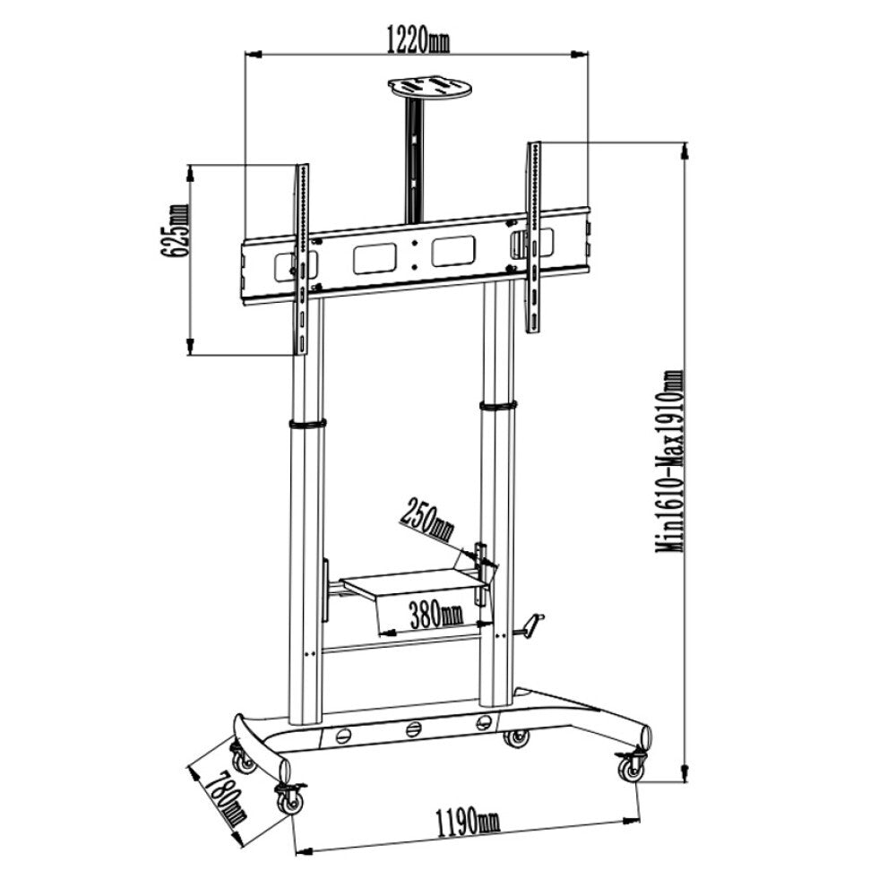 Techly ICA-TR45 TV cabinet/entertainment centre 2 shelves