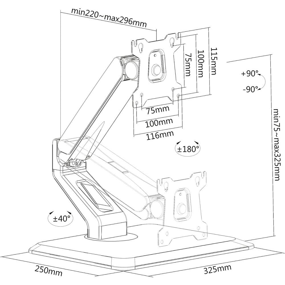 Techly ICA-LCD 35TS monitor mount / stand 81.3 cm (32") Desk Black