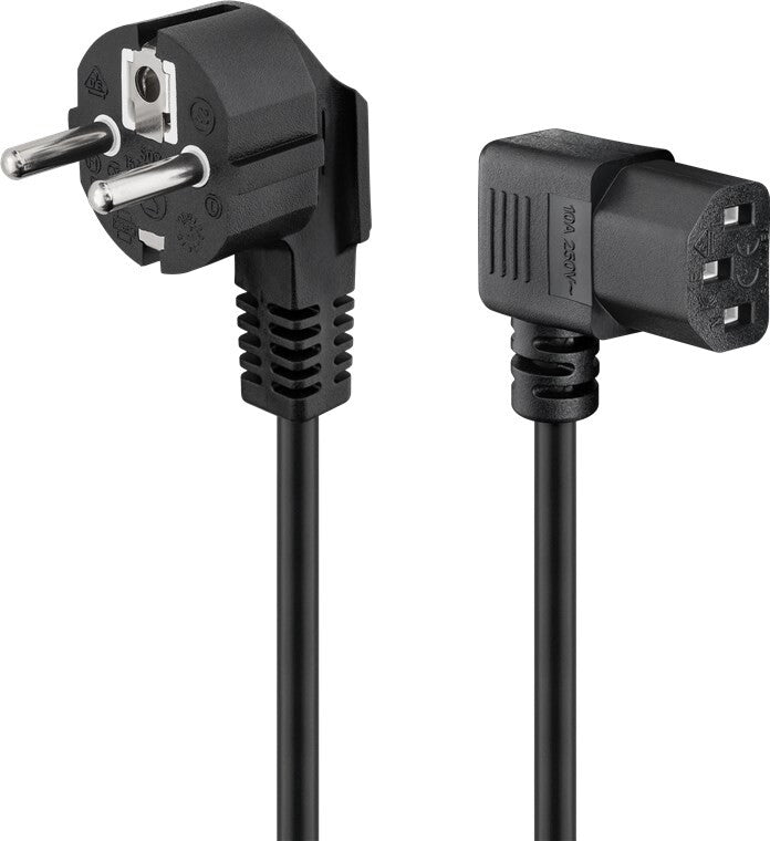 Goobay Angled IEC Cord on Both Sides, 1.8 m, Black
