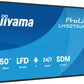 iiyama LH5075UHS-B2AG Signage Display Digital signage flat panel 125.7 cm (49.5") LCD Wi-Fi 500 cd/m² 4K Ultra HD Black Built-in processor Android 11 24/7