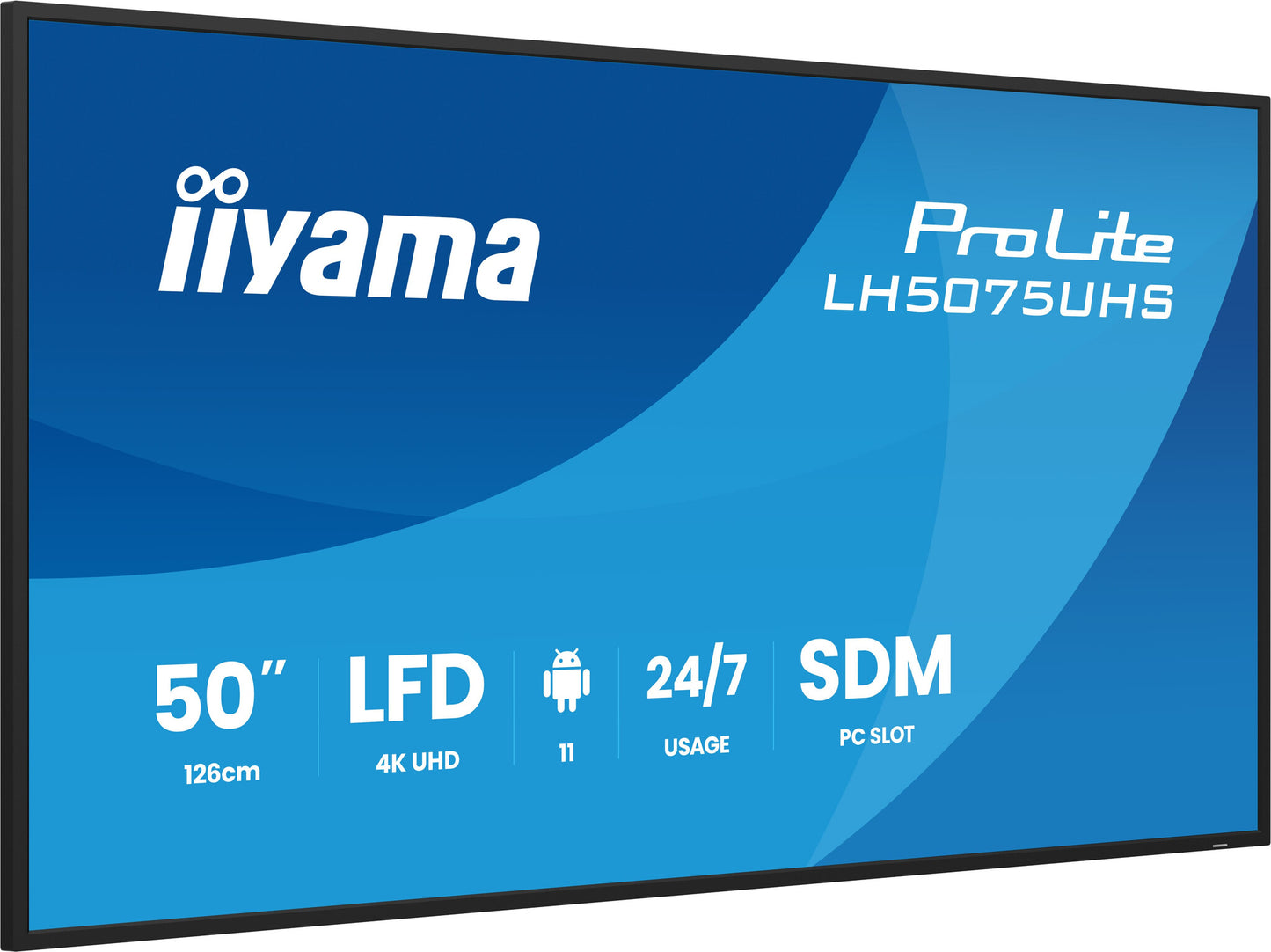 iiyama LH5075UHS-B2AG Signage Display Digital signage flat panel 125.7 cm (49.5") LCD Wi-Fi 500 cd/m² 4K Ultra HD Black Built-in processor Android 11 24/7