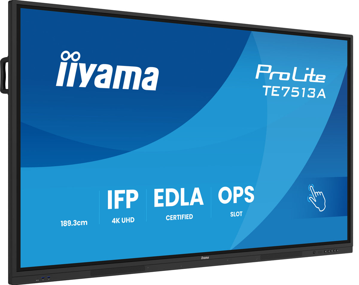 iiyama TE7513A-B3AG Signage Display Interactive flat panel 190.5 cm (75") LCD Wi-Fi 500 cd/m² 4K Ultra HD Black Touchscreen Built-in processor Android 24/7