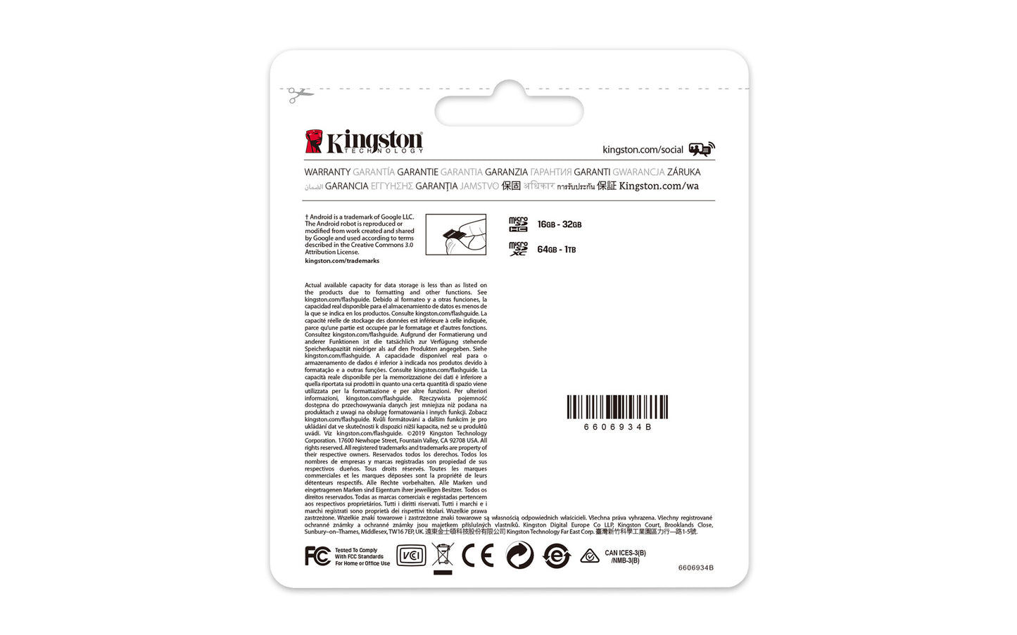 Kingston Technology 64GB micSDXC Canvas Select Plus 100R A1 C10 Single Pack w/o ADP