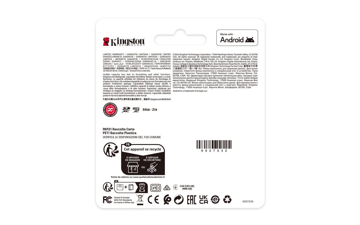 Kingston 64GB microSDXC Canvas Select Plus Gen3 100MB/s A1 Card + Adapter