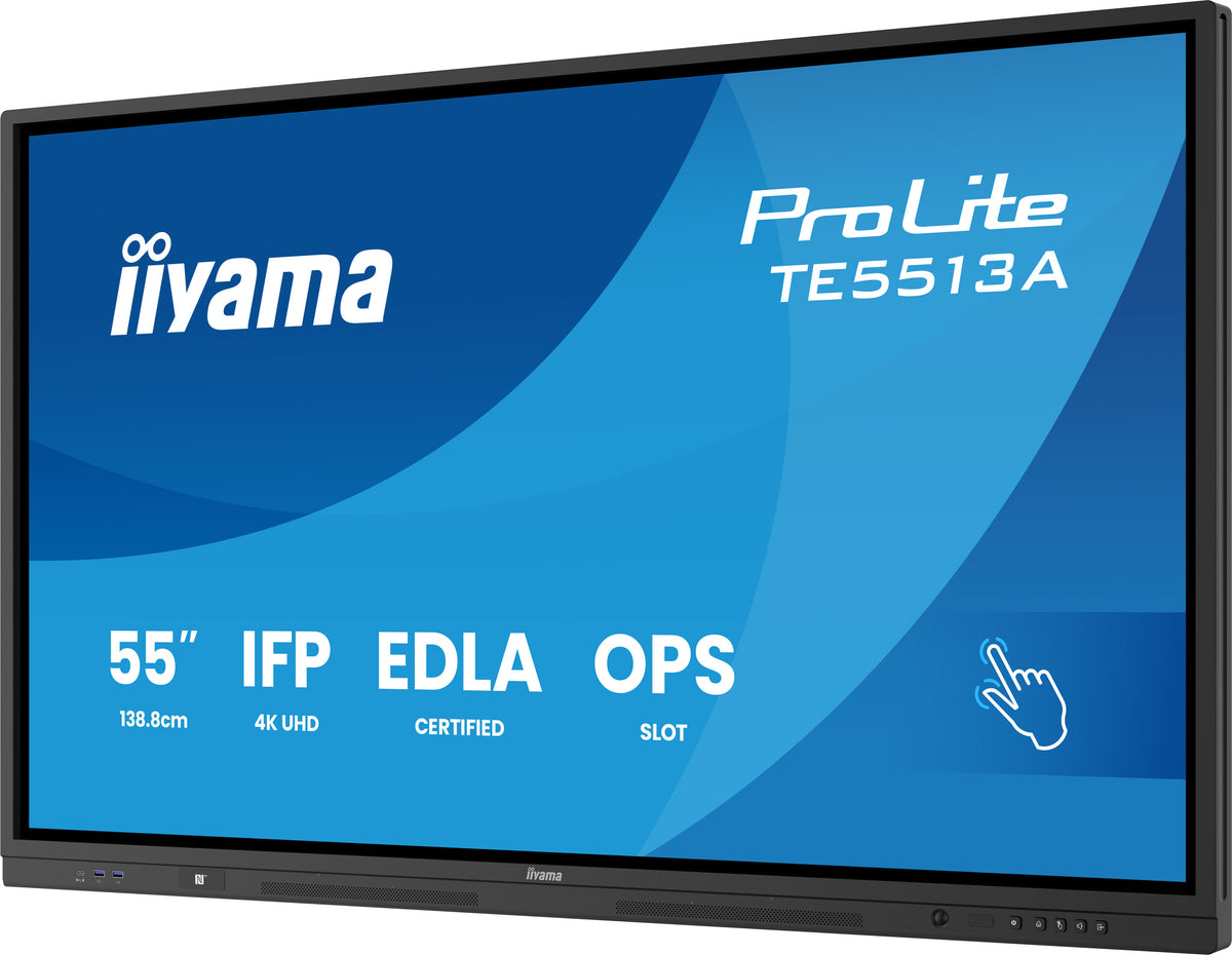 iiyama TE5513A-B3AG Signage Display Interactive flat panel 138.7 cm (54.6") LCD Wi-Fi 500 cd/m² 4K Ultra HD Black Touchscreen Built-in processor Android 24/7