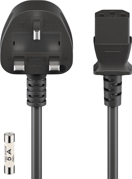 Goobay UK IEC Cord, 1.8 m, Black