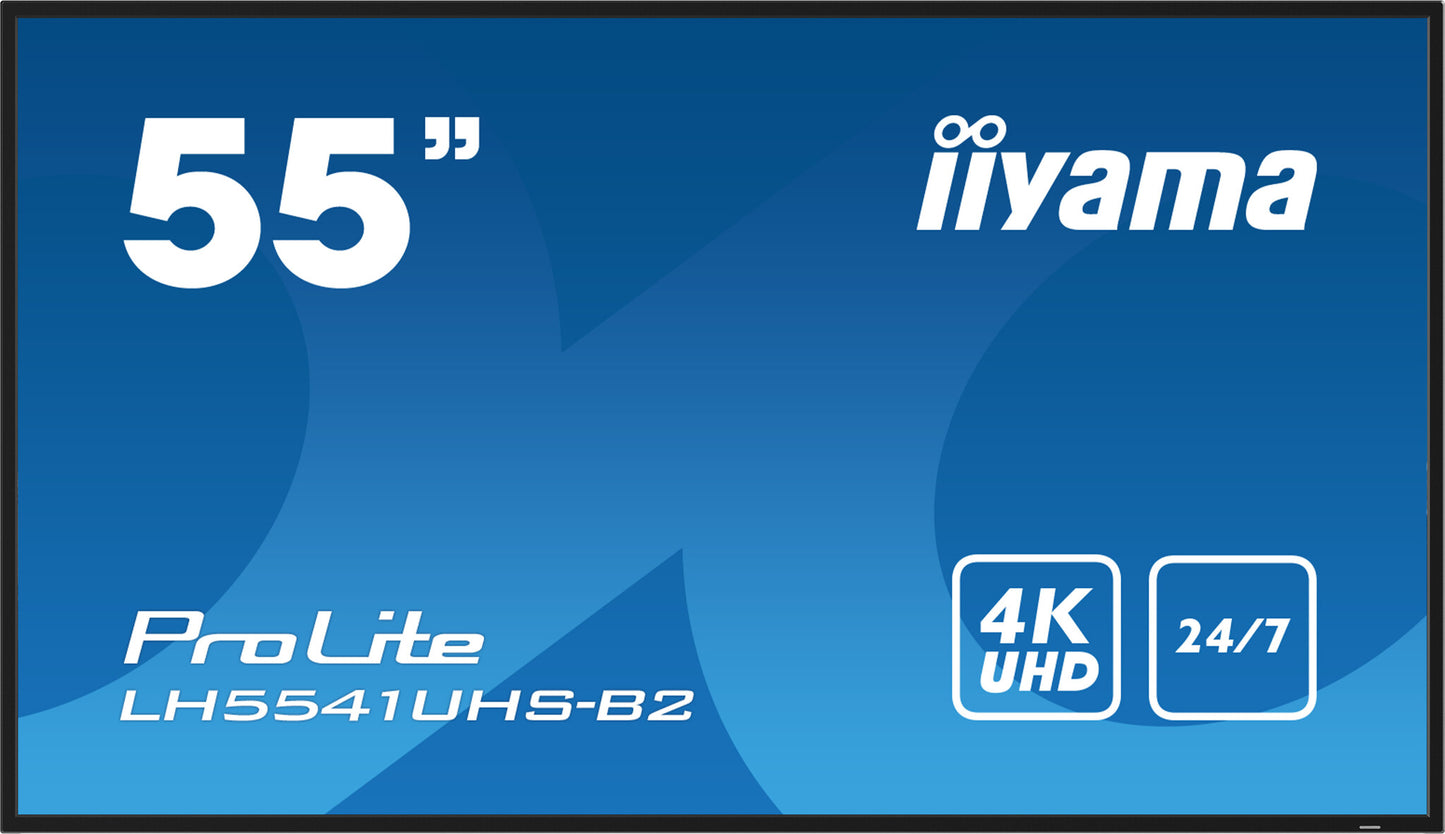 iiyama 55" Professional Digital Signage display with 4K UHD resolution and 24/7 operating time
