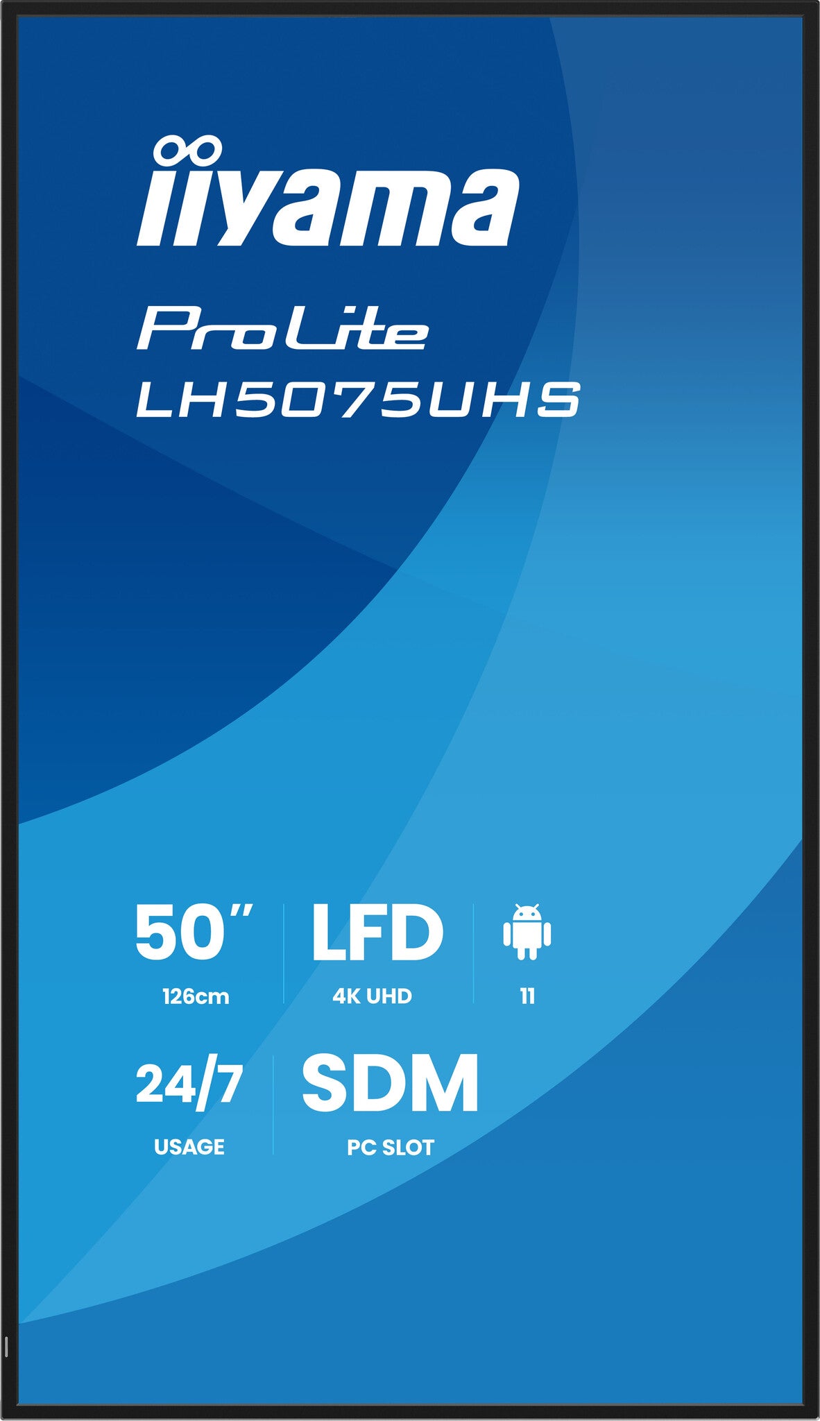 iiyama LH5075UHS-B2AG Signage Display Digital signage flat panel 125.7 cm (49.5") LCD Wi-Fi 500 cd/m² 4K Ultra HD Black Built-in processor Android 11 24/7
