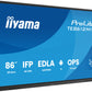iiyama TE8612MIS-B4AG Signage Display Interactive flat panel 2.17 m (85.6") LCD Wi-Fi 400 cd/m² 4K Ultra HD Black Touchscreen Built-in processor Android 24/7
