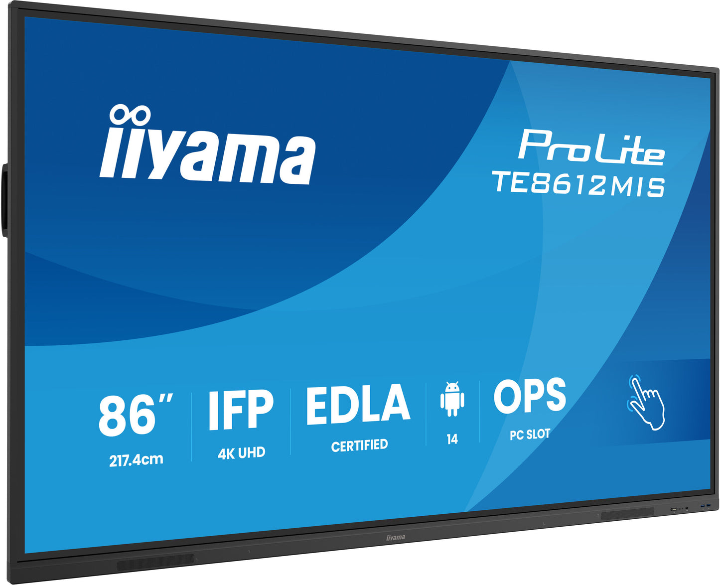 iiyama TE8612MIS-B4AG Signage Display Interactive flat panel 2.17 m (85.6") LCD Wi-Fi 400 cd/m² 4K Ultra HD Black Touchscreen Built-in processor Android 24/7