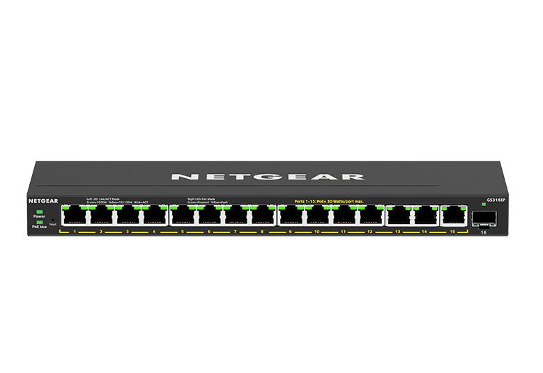 NETGEAR GS316EP Managed Gigabit Ethernet (10/100/1000) Power over Ethernet (PoE) Black