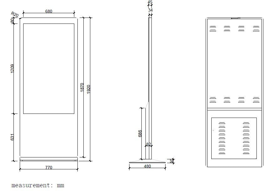 IDP 55" indoor floor standing PCAP touch kiosk